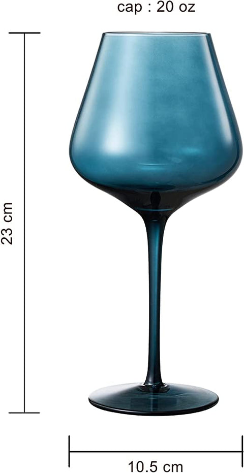 The Wine Savant Large Colored Crystal Wine Glass Set of 6