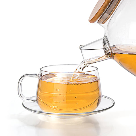 Clear Lightweight Glass Tea Coffee Cup Saucer