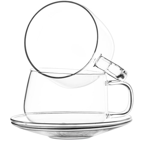 Clear Lightweight Glass Tea Coffee Cup Saucer