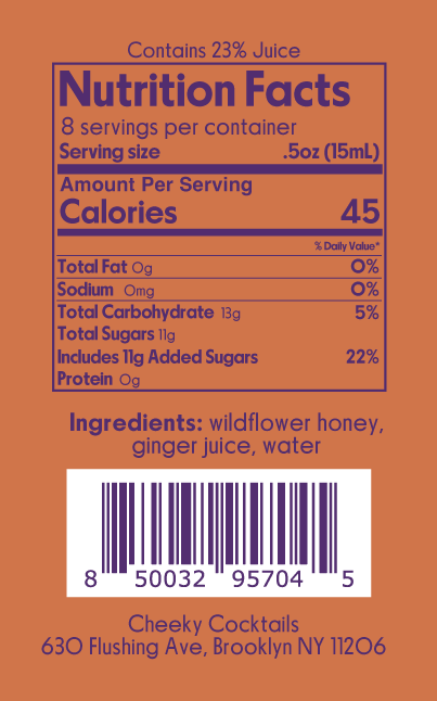 Cheeky Honey Ginger Syrup 4oz