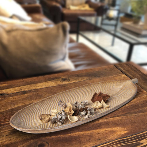 Long Leaf Wood Tray: White