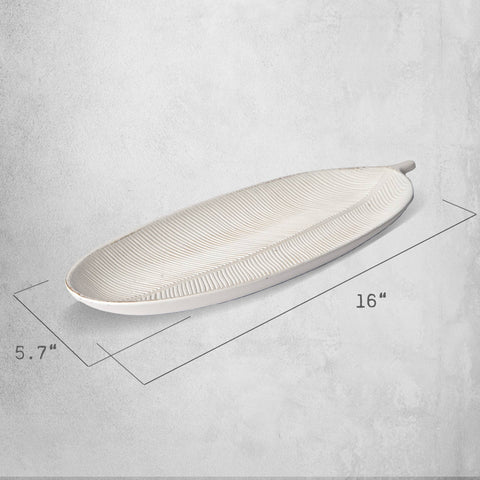 Long Leaf Wood Tray: White