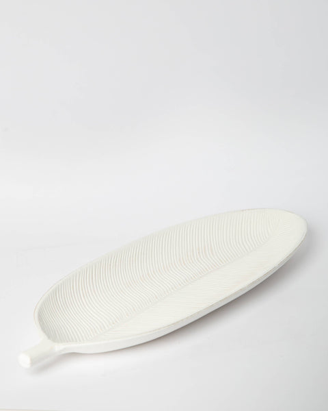 Long Leaf Wood Tray: White