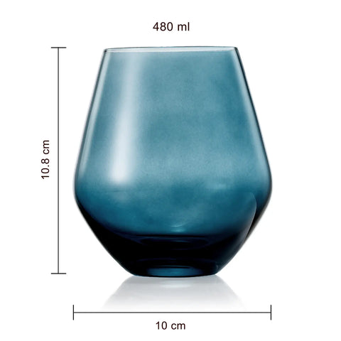 The Wine Savant Colored Stemless Crystal Wine Glasses- 6 Set