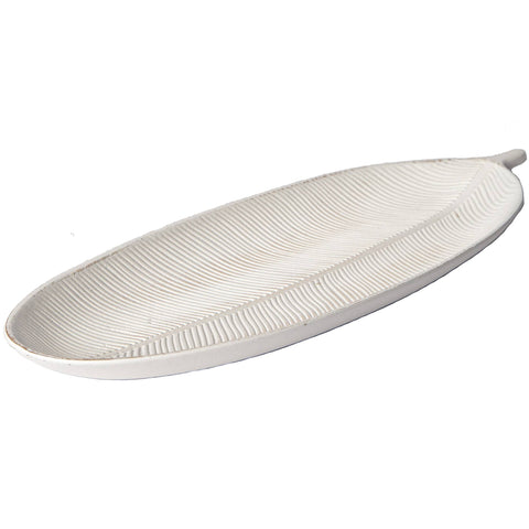 Long Leaf Wood Tray: White