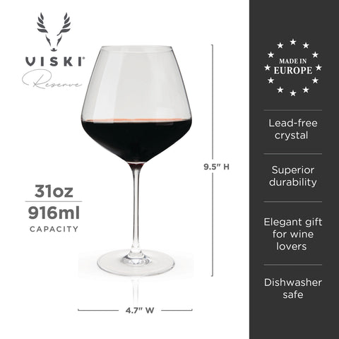 Viski Reserve Inez European Crystal Burgundy Glass