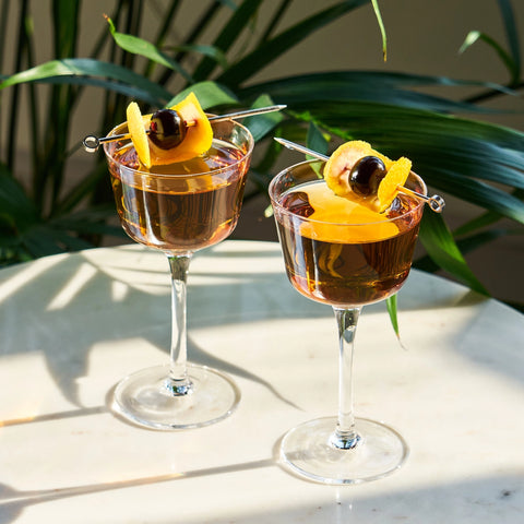 Viski Raye™ Angled Crystal Nick and Nora Glasses, Set of 2