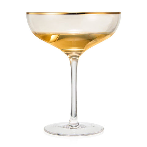 Crystal Gilded Rim Coupe Glass | Large 9oz