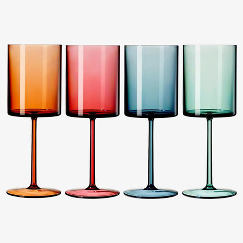 Khen Multicolor Unbreakable Stemmed Square Wine Glasses