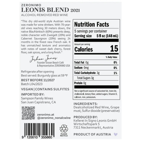 ZERONIMO - Leonis Blend Non-Alcoholic Red Wine (350 ml)